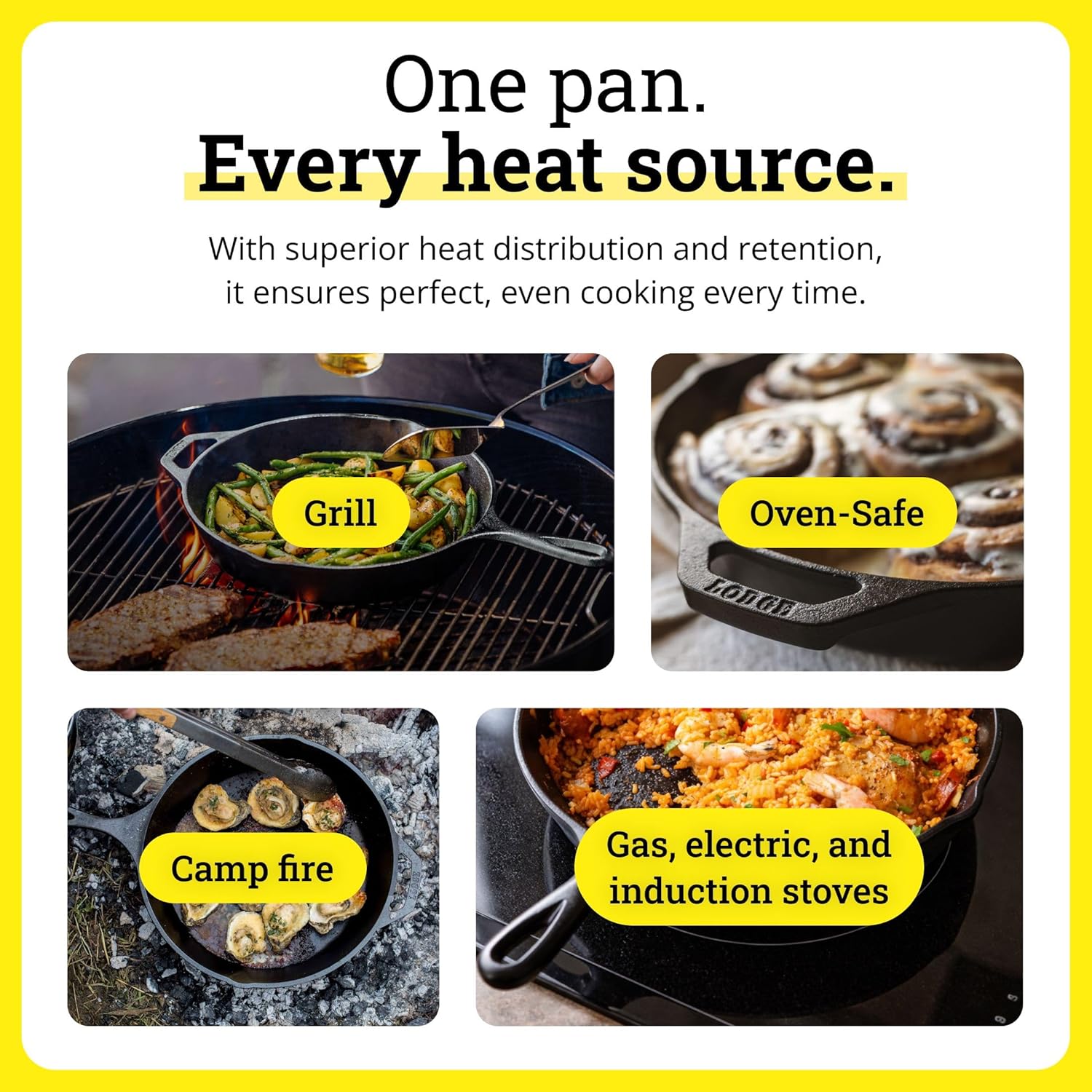 Lodge Seasoned Cast Iron Skillet - PFAS-Free, Non-Toxic Cookware - Use with an Oven, Stove, Grill, or Campfire - Naturally Non-Stick & Oven Safe - 10.25 Inches