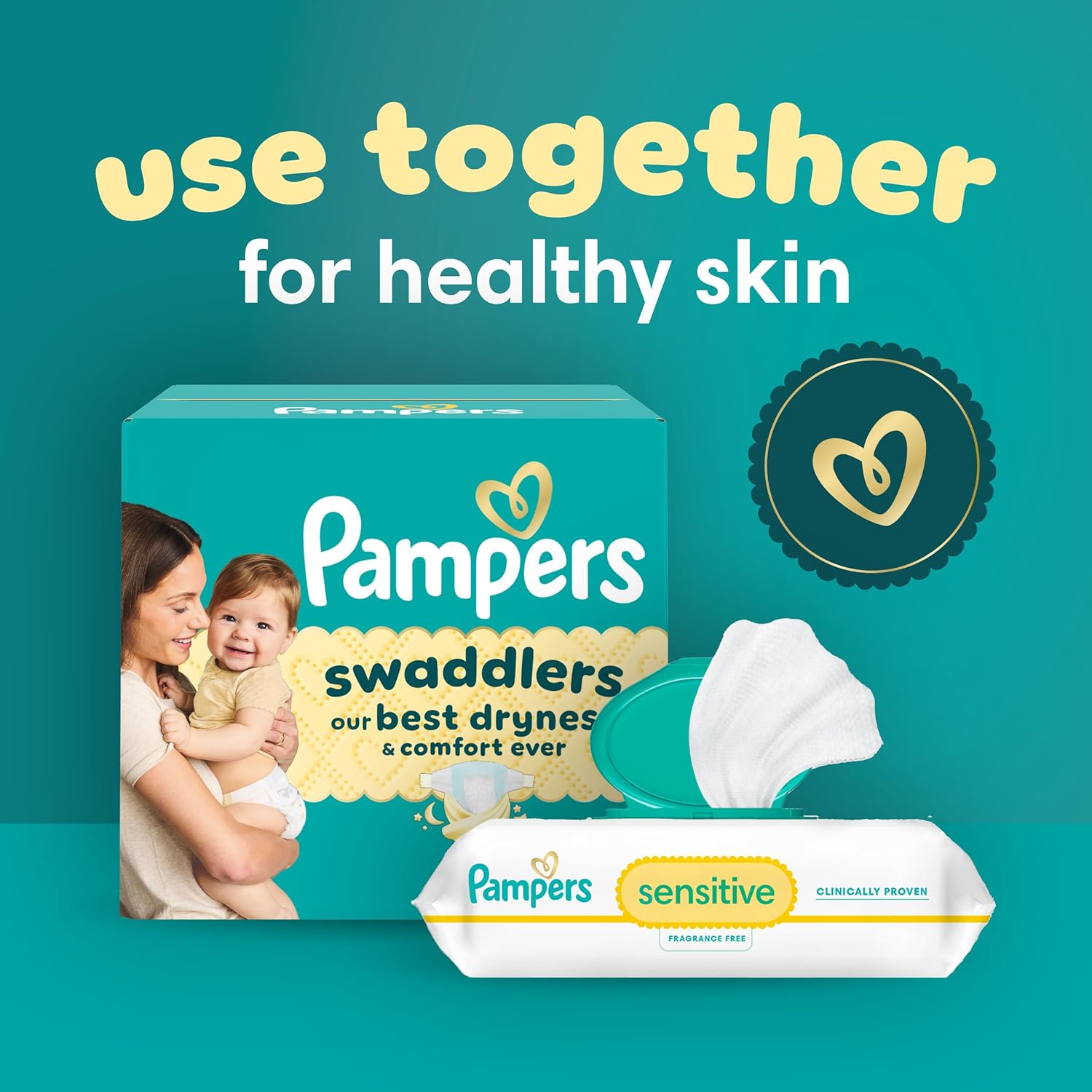 Pampers Swaddlers Diapers, Size 4 (15-34 lbs), 150 Count, Absorbent, Keeps Baby Dry and Comfortable, Skin Safe Disposable Baby Diaper (Packaging May Vary)