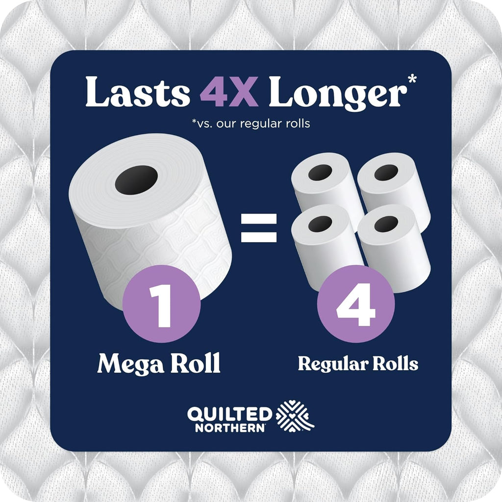 Quilted Northern Ultra Plush Toilet Paper, 6 Mega Rolls = 24 Regular Rolls, 3X Thicker*, 3 Ply Soft Toilet Tissue | 3X Thicker*, Ultra Soft