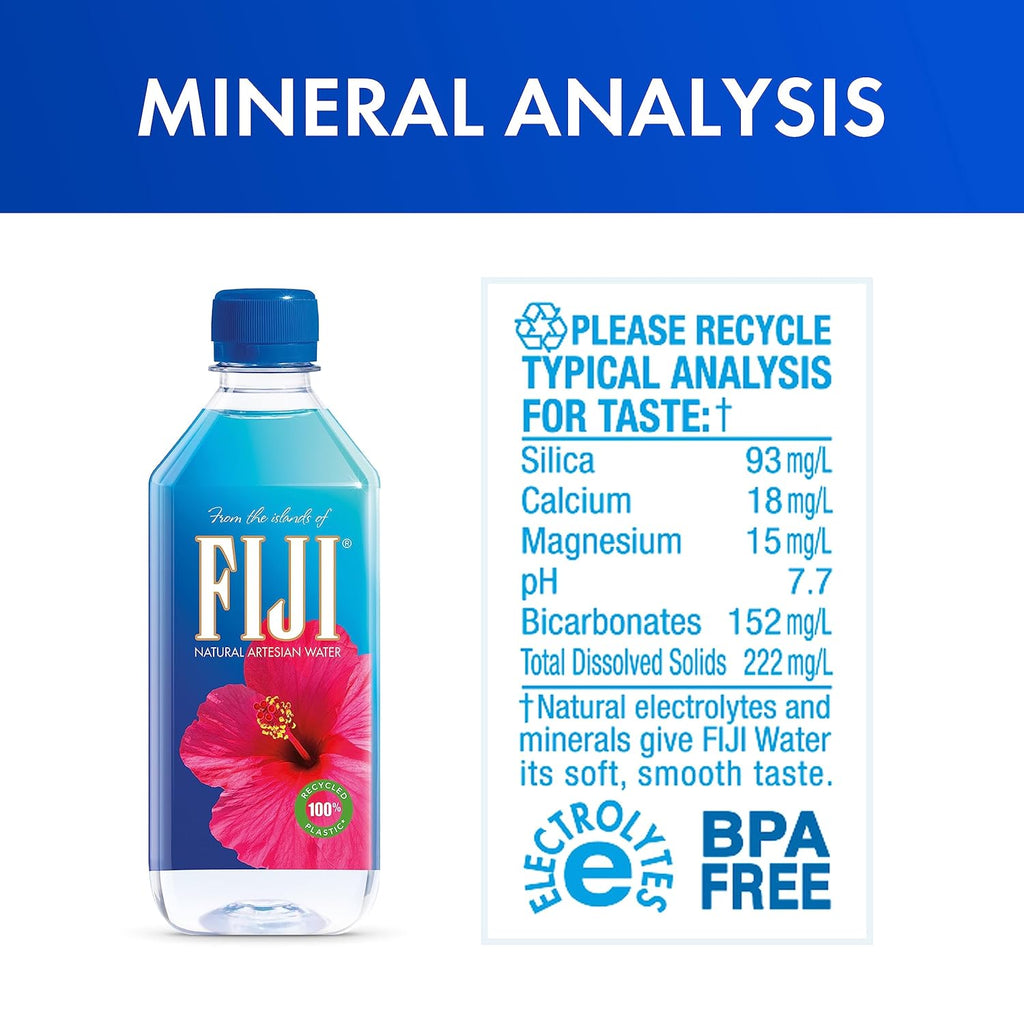 FIJI Artesian Bottled Water, 500 mL (16.9 fl oz), Pack of 24