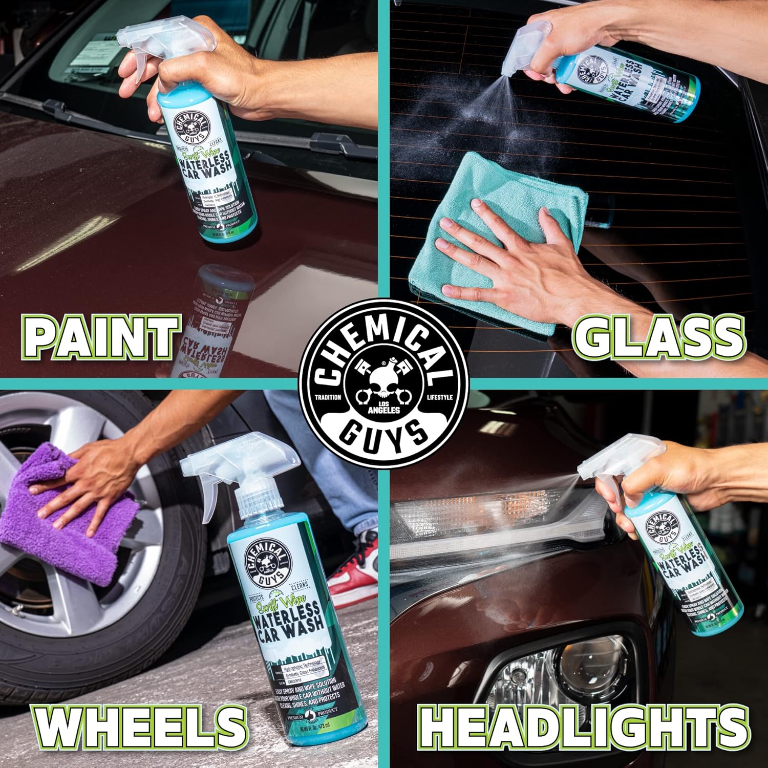 Chemical Guys Swift Wipe Sprayable Waterless Car Wash Spray - Spray and Wipe to Safely Clean and Shine Cars, Trucks, Motorcycles, RV & More, High Lubrication Formula, 16 oz