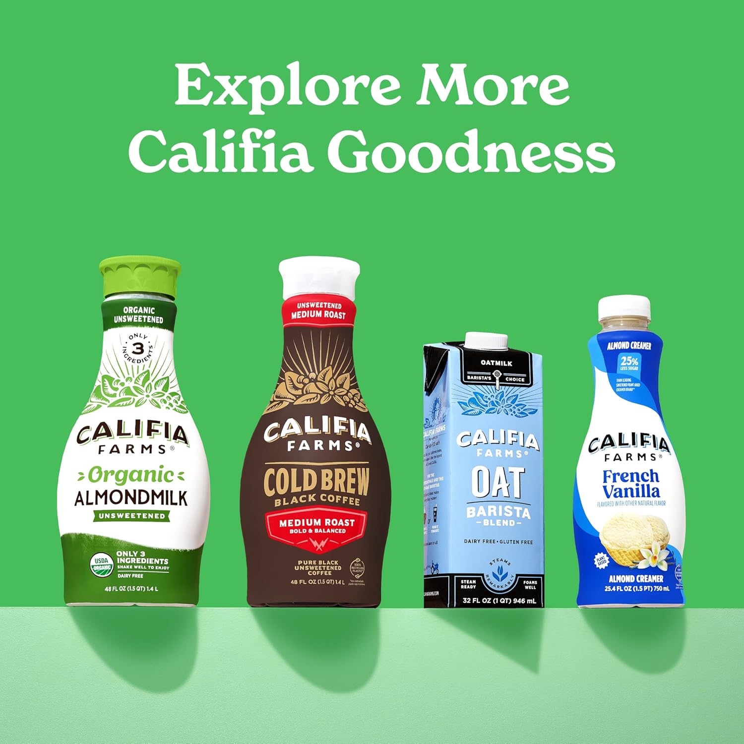Califia Farms - Organic Unsweetened Almond Milk, 48 Oz, Dairy Free, Keto, Vegan, Plant Based, Organic Milk, Non GMO, Low Calorie, USDA Organic