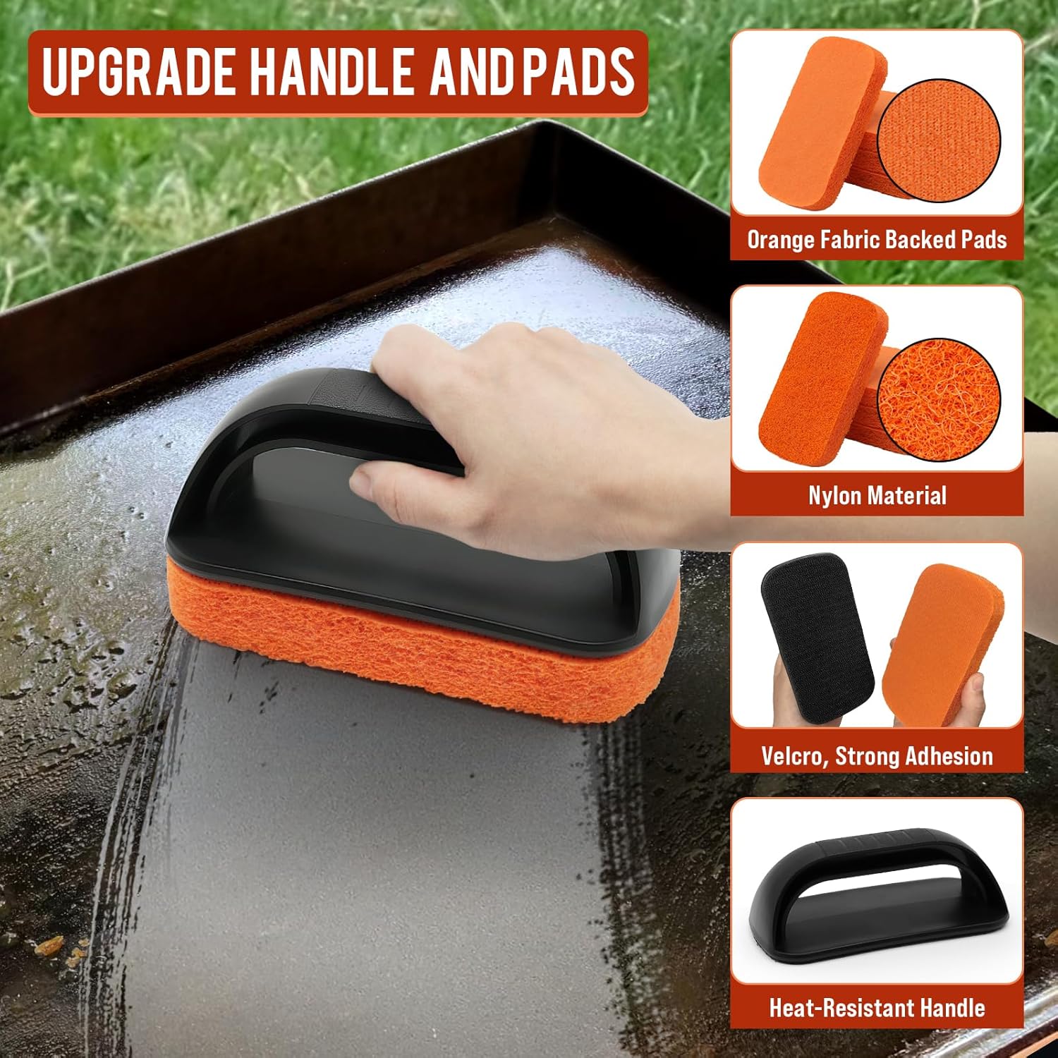 AWEASROY Griddle Cleaning Kit for Blackstone, Flat Top Grill Cleaning Kit with Grill Stone, Griddle Scraper & Griddle Brush Easy to Remove Stain