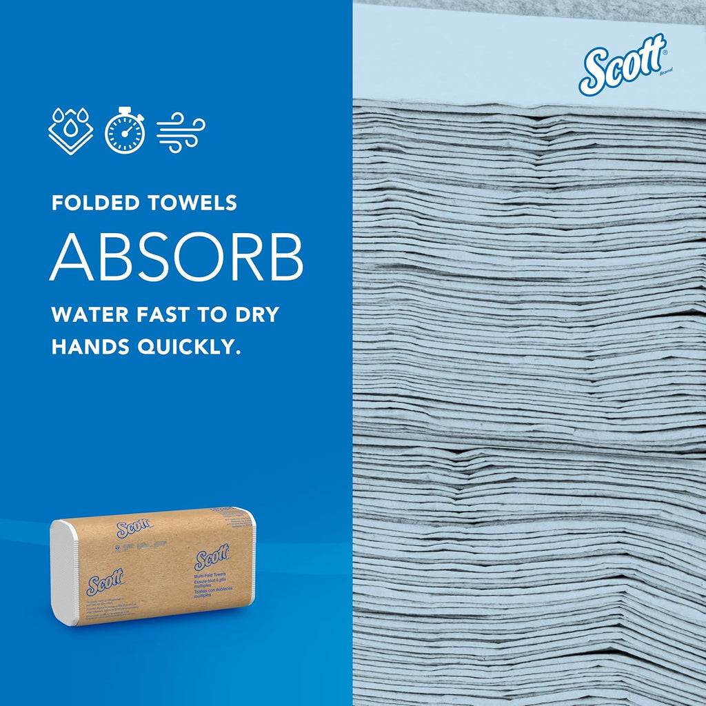 Scott® Professional Universal Multifold Paper Towels, Bulk (01840), Absorbency Pockets, 9.2" x 9.4" sheets, Standard Tier, Compressed, White (250 Sheets/Pack, 16 Packs/Case, 4,000 Sheets/Case)