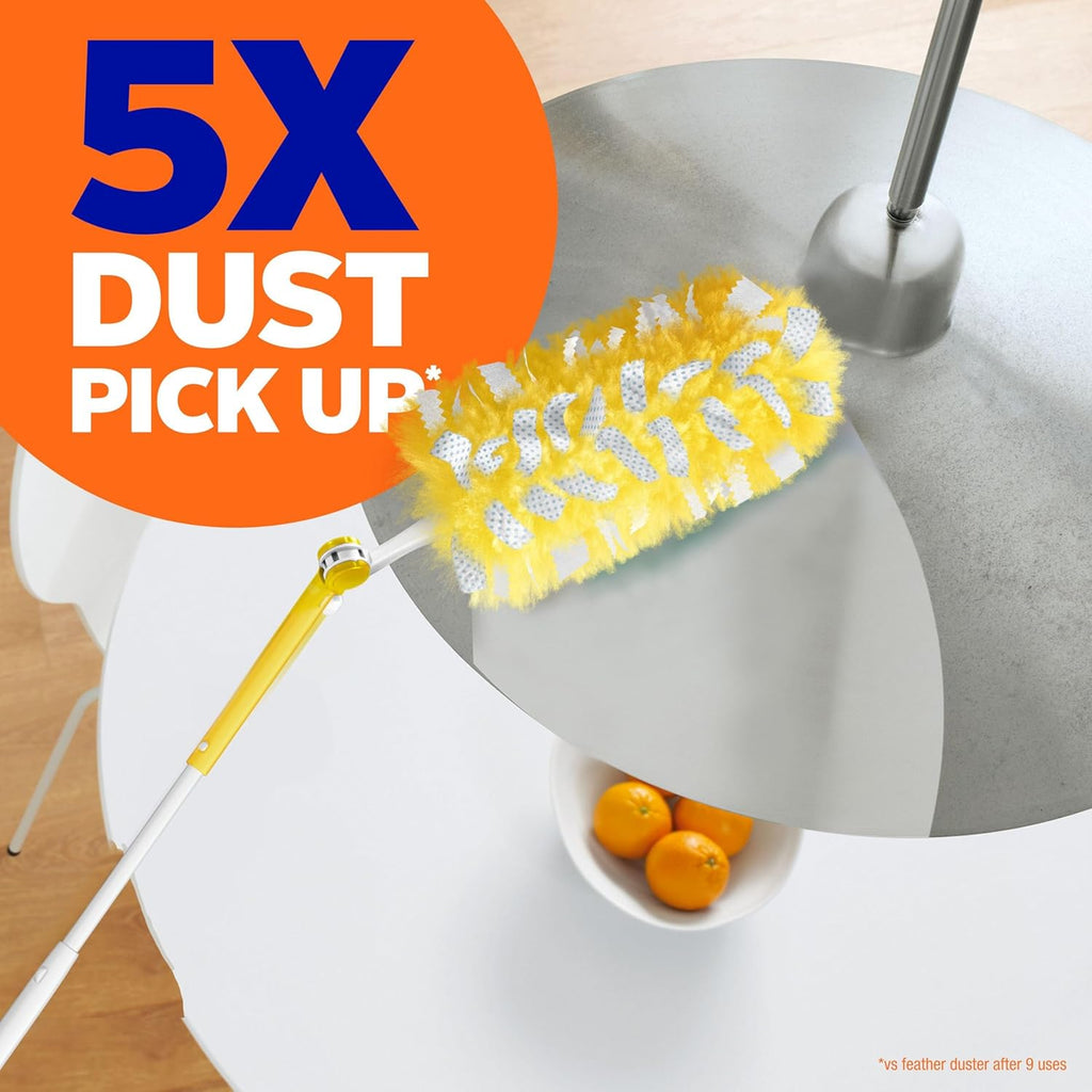 Swiffer Duster Kit with 3 ft Extendable Handle, Heavy Duty Dusting Starter Kit with 12 Refills, for Ceiling Fans, Vents and Hard to Reach Places