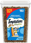 Temptations Cat Treats MixUps Surfer's Delight, Tuna, Shrimp, Salmon Flavor, Crunchy and Soft Cat Treats, 16 oz. Tub