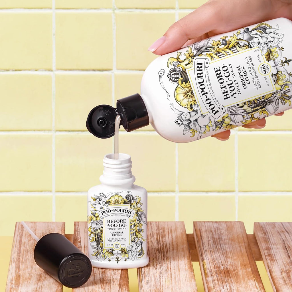 Poo-Pourri Before-You-Go Toilet Spray, Lavender Vanilla, 2 Fl Oz, Up to 100 Uses, Bathroom Odor Deodorizer with Essential Oils for Home or Work, Travel Essentials, TSA Approved Size