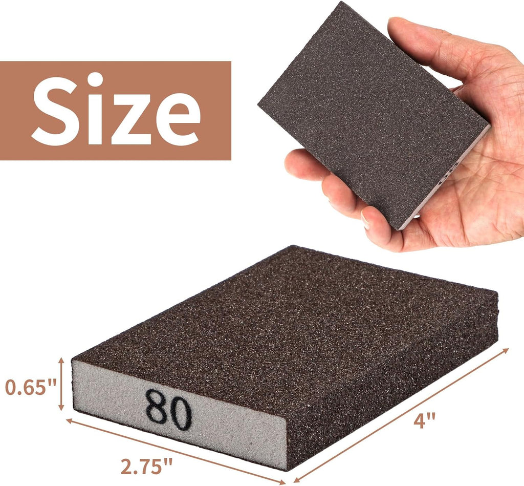 8 Pack Sanding Sponge, Sanding Blocks 60/80/120/220 Grit Assortment, Sand Paper for Wood Furniture, Sander Pads, Washable and Reusable Sandpaper for Drywall Metal Glasses Repair
