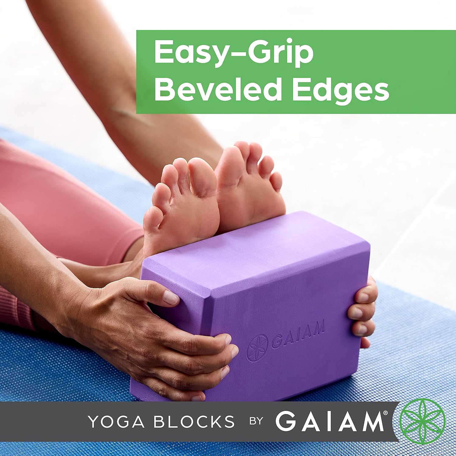 Gaiam Yoga Block - Supportive Latex-Free Eva Foam - Soft Non-Slip Surface with Beveled Edges for Yoga, Pilates, Meditation