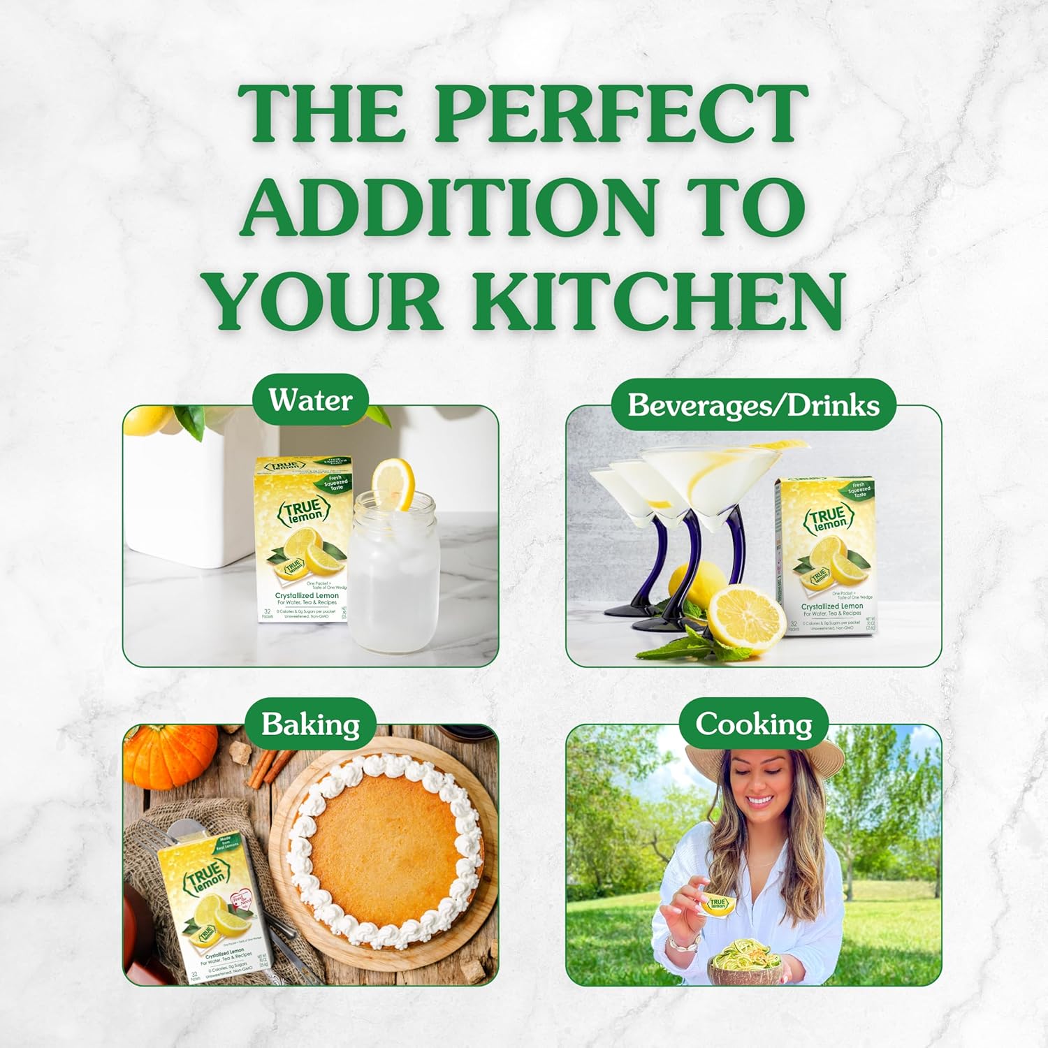 True Lemon 100ct (Pack of 1) - Water Enhancer - Bulk Dispenser - 0 Calorie Drink Mix Packets For Water - Sugar Free Lemon Flavoring Powder Packets