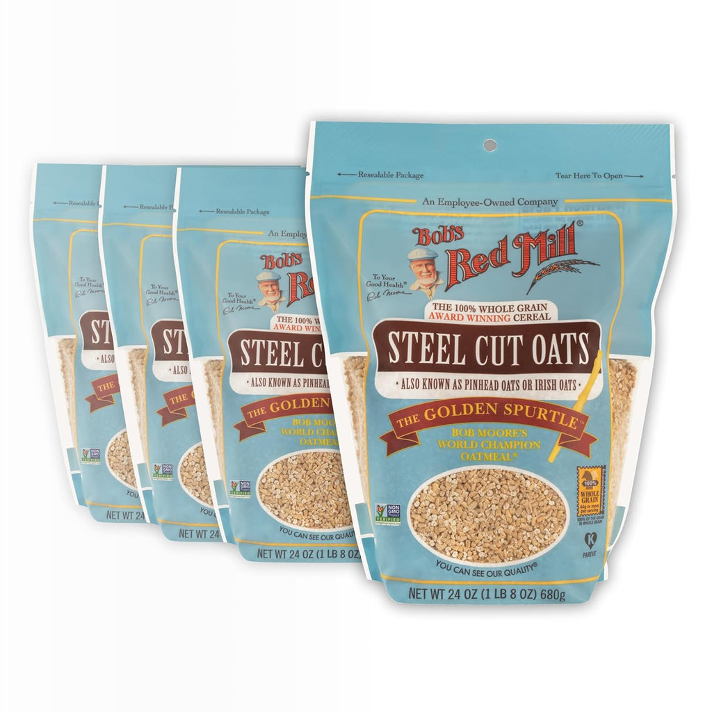Bob's Red Mill Steel Cut Oats, 24oz (Pack of 4) - Non GMO, Whole Grain, Vegan, Kosher