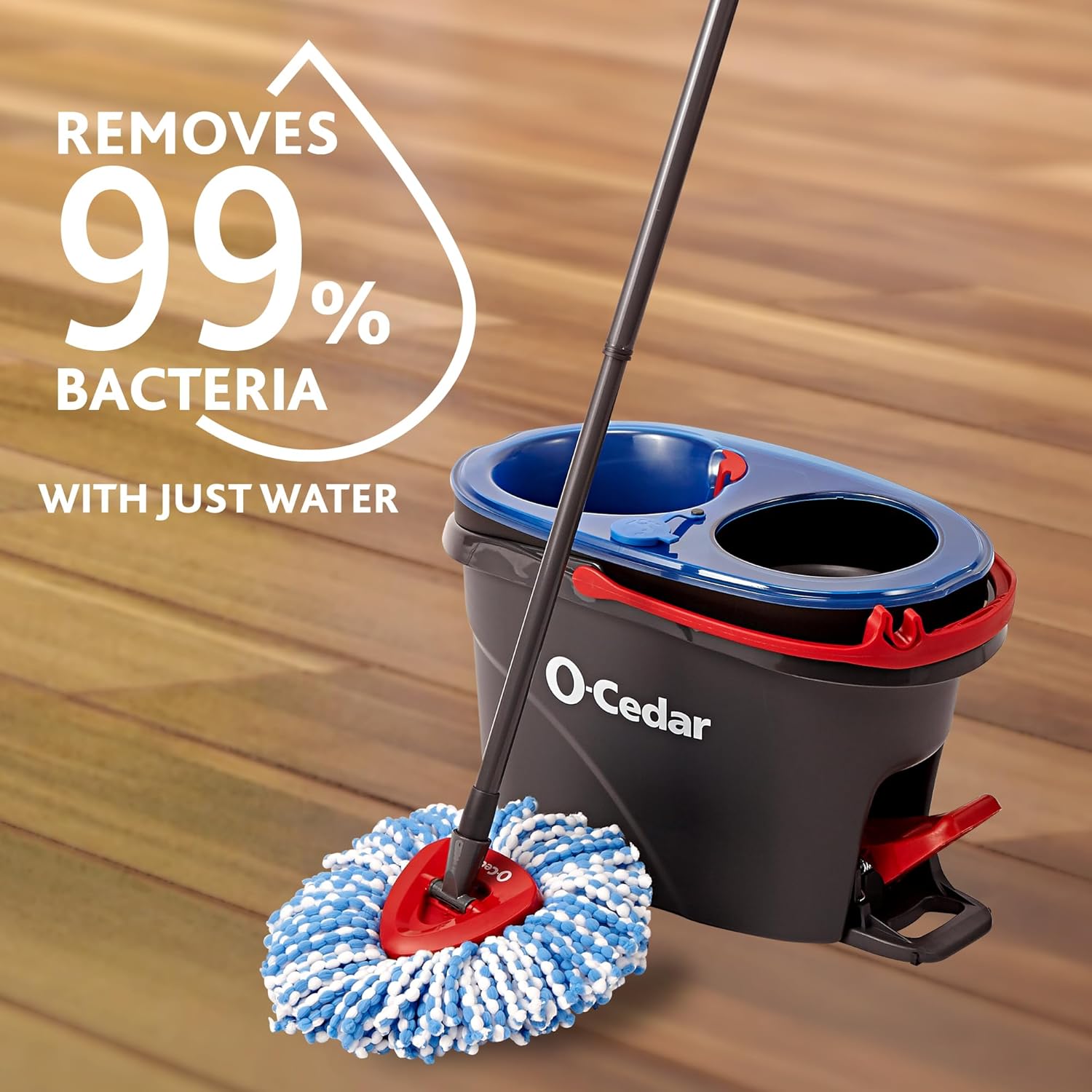 O-Cedar RinseClean Spin Mop & Bucket System | Clean with Water | Removes 99% of Bacteria