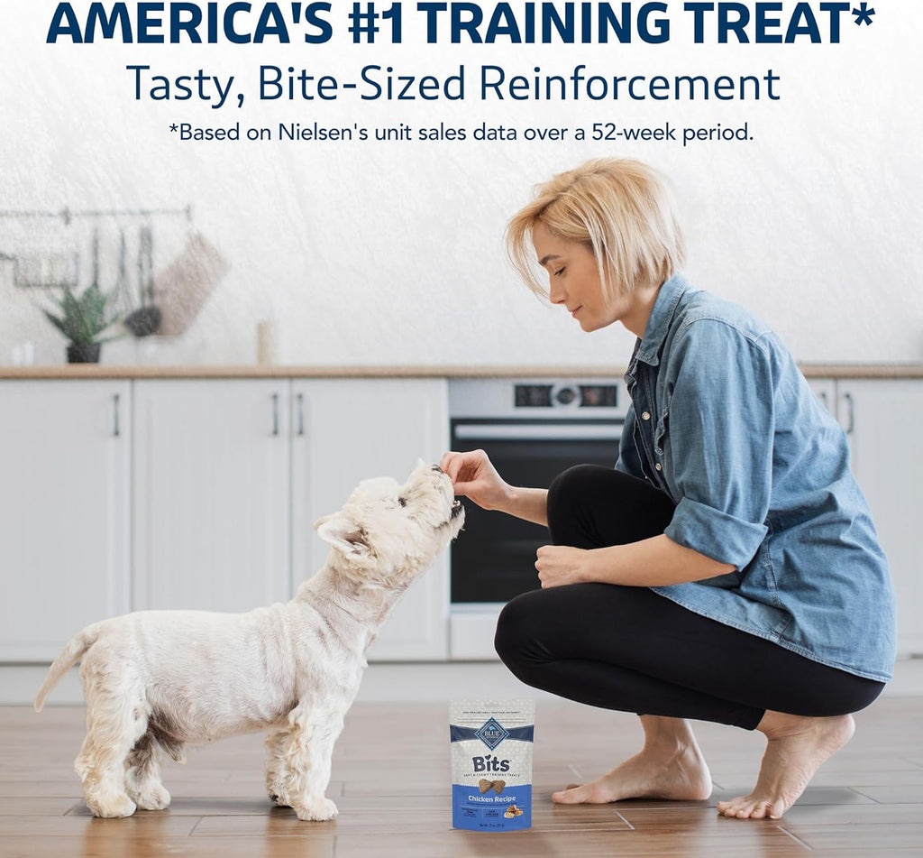 Blue Buffalo Bits Soft Dog Treats for Training, Made with Natural Ingredients & Enhanced with DHA, Chicken Recipe, 19-oz Bag
