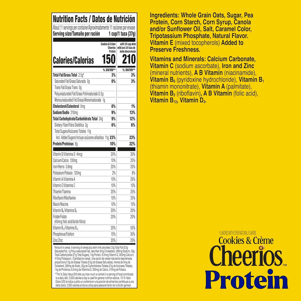Cheerios Protein Cereal, Cookies and Crème, 8g Protein, Family Size, 15 oz