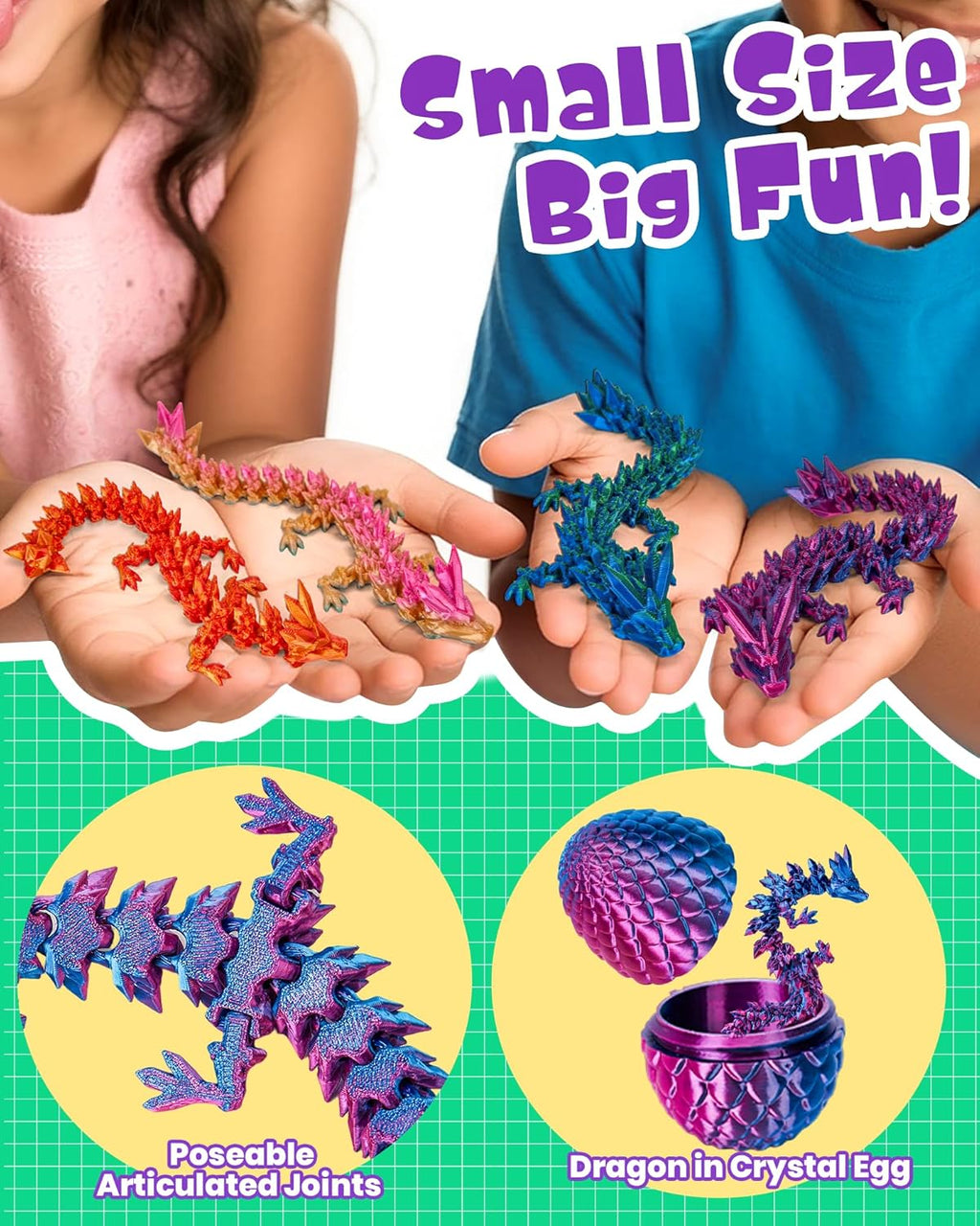 TBOLINE 4PCS 3D Printed Dragon Egg, Easter Basket Stuffers for Kids, Prefilled Easter Eggs with Toys Stuffed Egg Hunt Fillers, 3D-Printer Animals Fidget Toys Small Dinosaur Eggs for Kids Boys