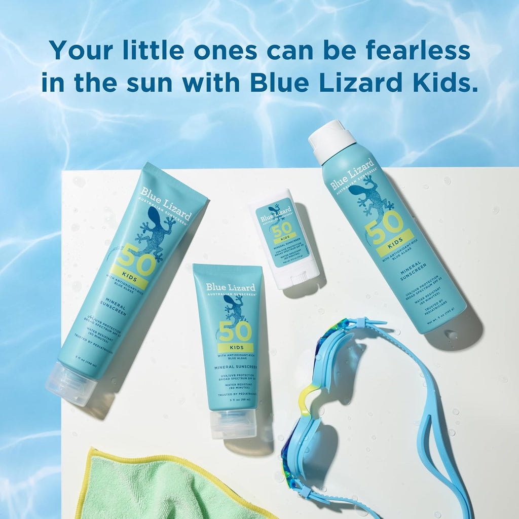 Blue Lizard Kids Mineral SPF 50 Sunscreen Stick, Zinc Oxide, 100% Mineral Actives, Developed for Kids’ Sensitive Skin, TSA-Friendly, Vegan, Paraben-free, Fragrance-Free, 0.5 oz