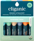 Cliganic Organic Lip Balm Set (6 Flavors) - 100% Natural Hydrating, Moisturizing for Dry Cracked Lips, Stocking Stuffer Gift for Men & Women