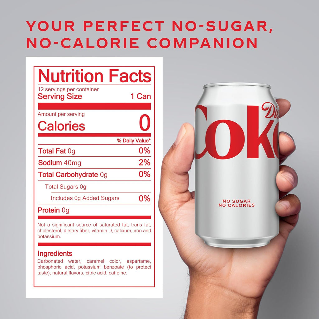 Diet Coke Soda Soft Drink Fridge Pack Cans, 12 fl oz, 12 Pack