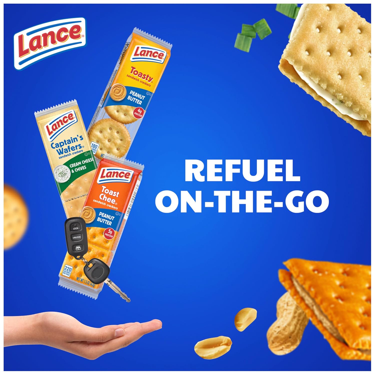 Lance Sandwich Crackers, Variety Pack, 3 Flavors, 20 Individually Wrapped Packs, 6 Sandwiches Each