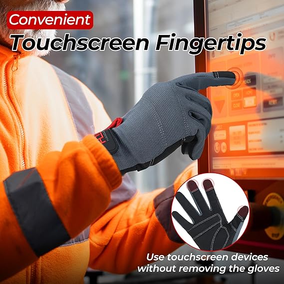 HANDLANDY Work Gloves for Men & Women, Utility Mechanic Working Gloves Touch Screen, Flexible Gardening Gloves for Yard