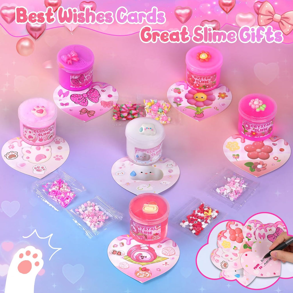 6 Pack Slimes, Pink Slime Kids, Cloud Slime kit for Girls Ages 8-12, Toys for Girls and Boys, for Kids Slime Set Party kit Goodie Bag Stuffers, 4 5 6 7 8 9 10 Year Old Girl Birthday Gift Cute Stuff