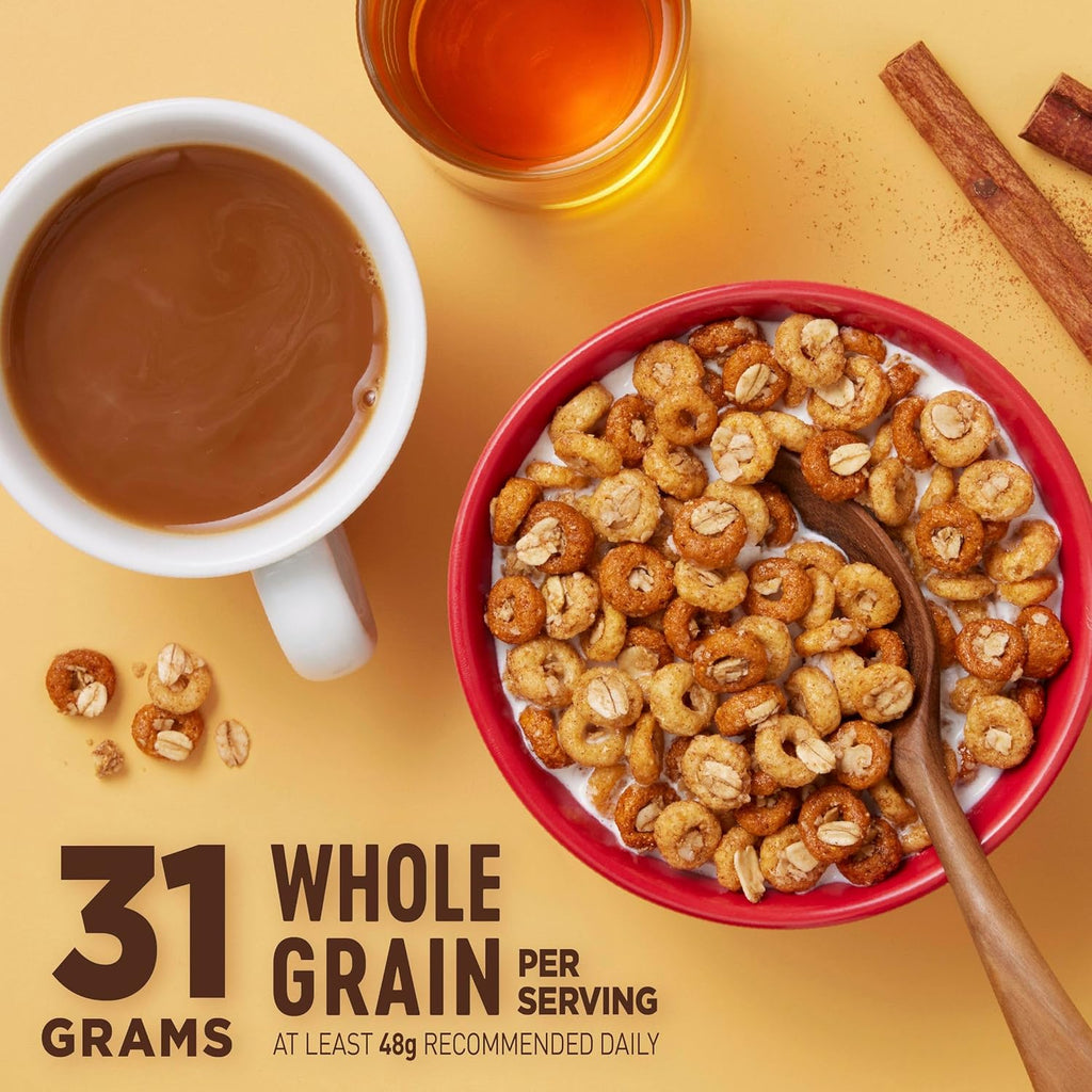 Cheerios Oat Crunch Cinnamon Breakfast Cereal, Made with Whole Grain, Family Size, 24 oz
