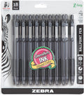 Zebra Pen Z-Grip Retractable Ballpoint Pen, Smooth-Flowing Black Ink, 1.0mm Medium Point, School & Office Supplies, Ideal for Note-Taking, Journal and Planner Use, 18-Pack (22218)