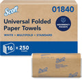 Scott® Professional Universal Multifold Paper Towels, Bulk (01840), Absorbency Pockets, 9.2" x 9.4" sheets, Standard Tier, Compressed, White (250 Sheets/Pack, 16 Packs/Case, 4,000 Sheets/Case)