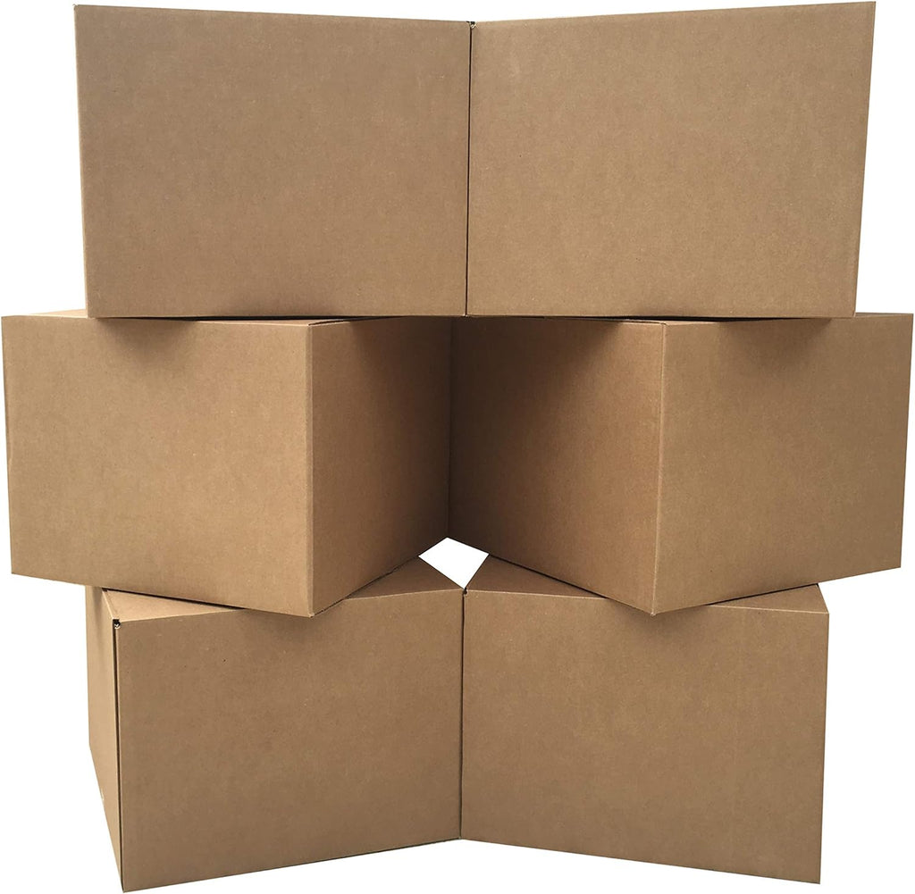 Amazon Basics Cardboard Moving Boxes for Packing and Shipping, Large Size, 20" x 20" x 15", Brown, 6-Pack