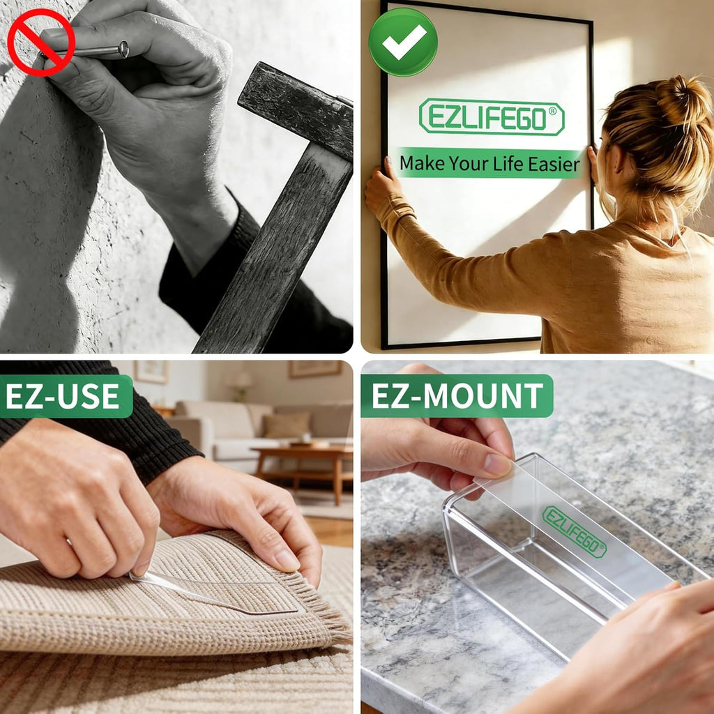 EZlifego Double Sided Tape Heavy Duty, Nano Double Sided Adhesive Tape, Clear Mounting Tape Picture Hanging Adhesive Strips (9.85FT)