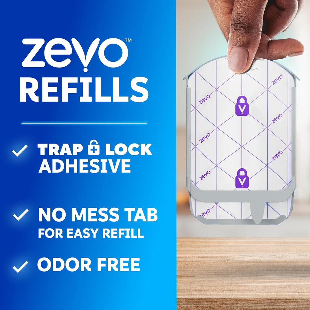 Zevo Flying Insect Trap Official Refill Cartridges - Fits Both Zevo Trap & MAX Indoor Fly Trap - Authentic Trap+Lock Technology to Catch Gnats, House & Fruit Flies (4 Official Refill Cartridges)