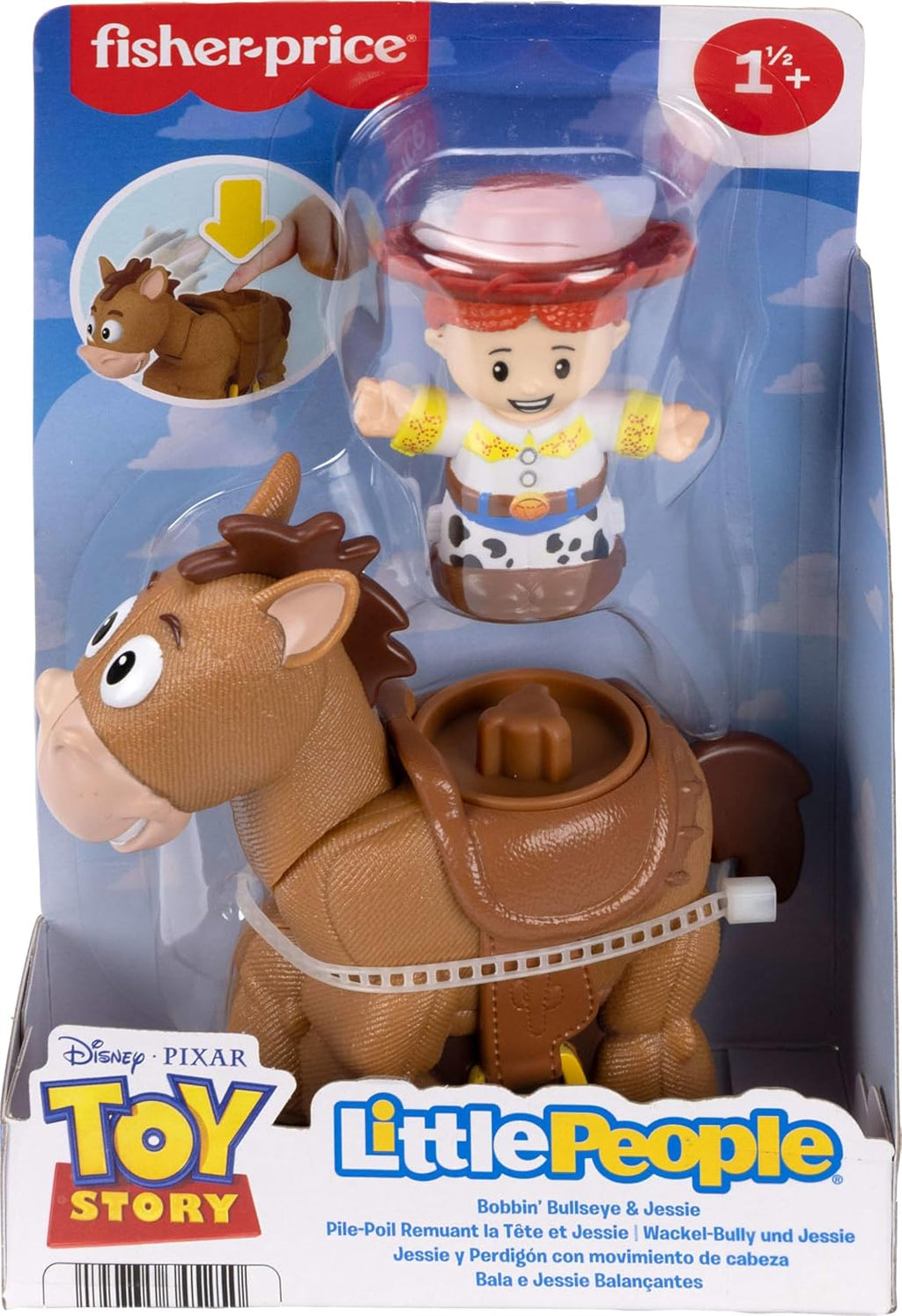 Fisher-Price Little People Toddler Toys Disney Pixar Toy Story Bobbin’ Bullseye Horse & Jessie Figures for Pretend Play Kids Ages 18+ Months
