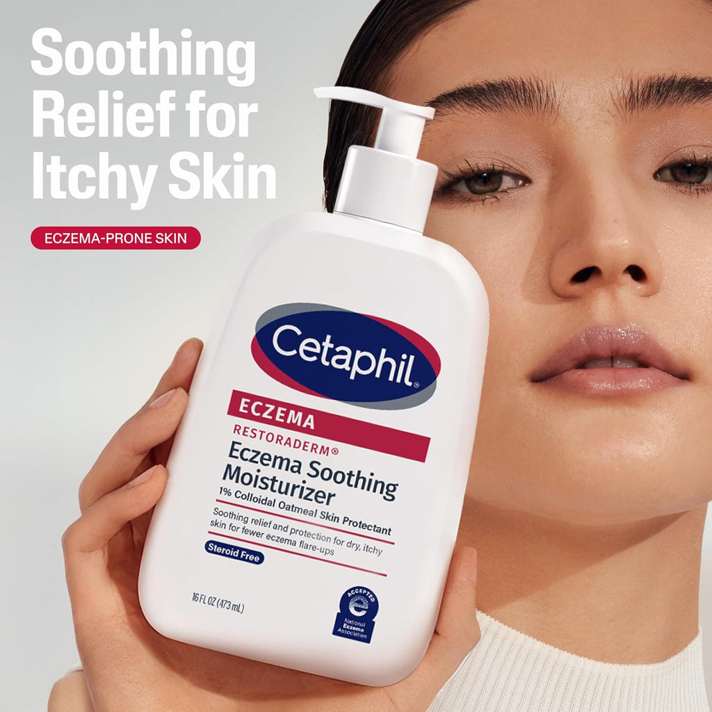 CETAPHIL ECZEMA RESTORADERM Soothing Moisturizer, For Eczema Prone Skin, 16 oz, Fewer Symptom Flare-Ups, 48 Hour Hydration, 1% Skin Protectant Colloidal Oatmeal, Steroid Free, Doctor Recommended Brand