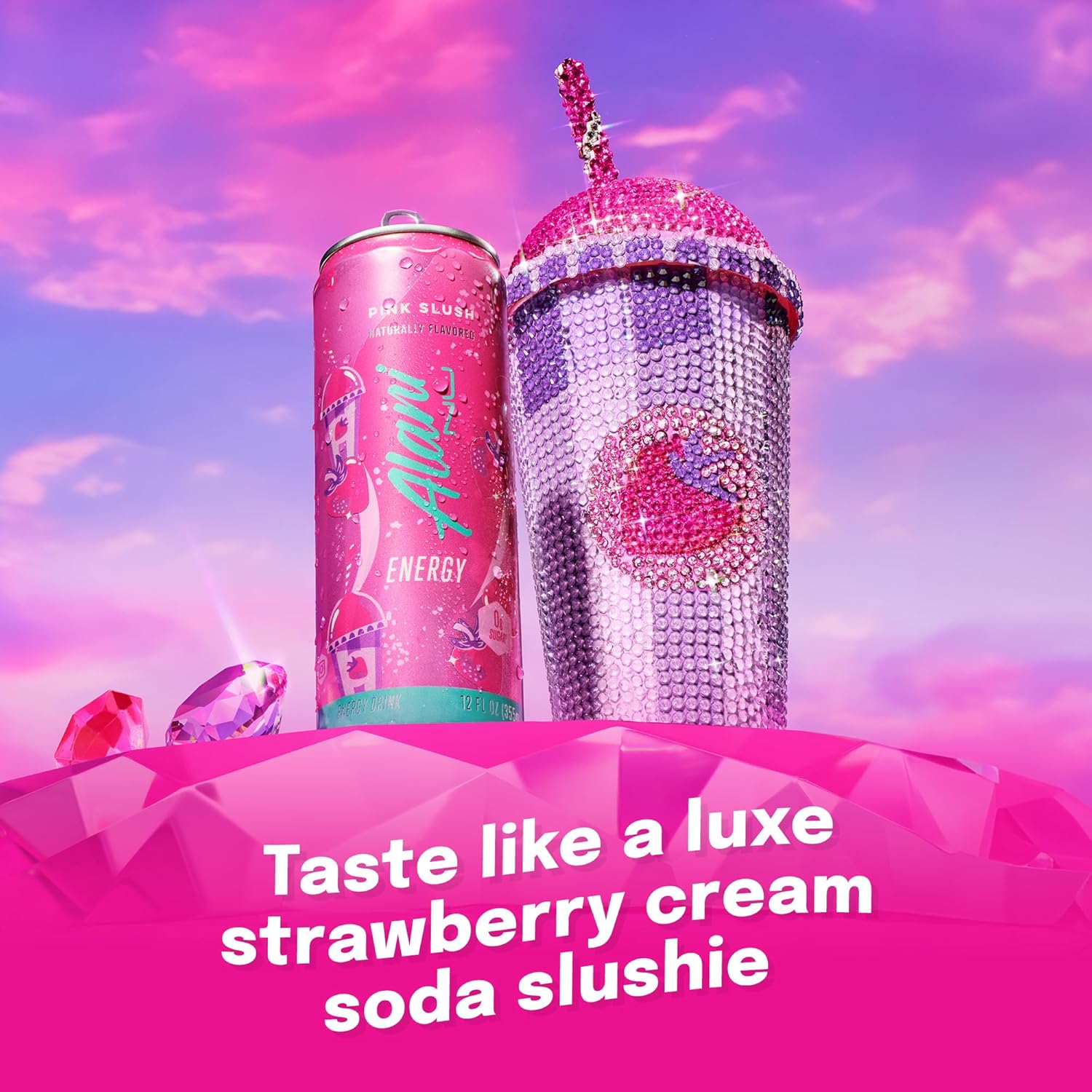 Alani Nu PINK SLUSH, Sugar Free, Low Calorie Energy Drinks, 200mg Caffeine, Biotin, B Vitamins, Zero Sugar, 10 Calories, 12 Fl Oz Cans, 12 Pack