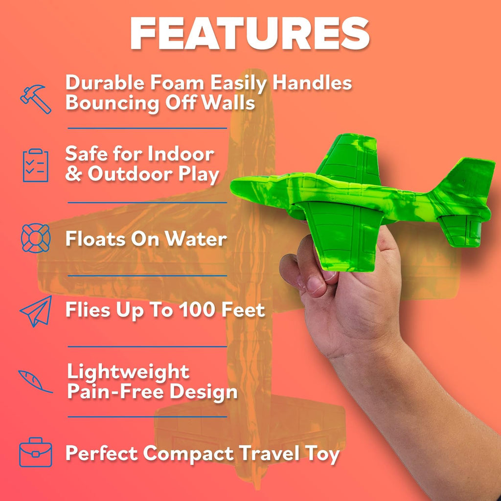 Foam Airplanes - Easter Basket Stuffers for Kids All Ages 4 5 6 7 8 9 10 Year Old - Best Toy Gift - Boy Toys Basket Stuffer Gifts - Fun Easter Gifts for Boys & Girls Party Favors - Air Plane Gift Idea