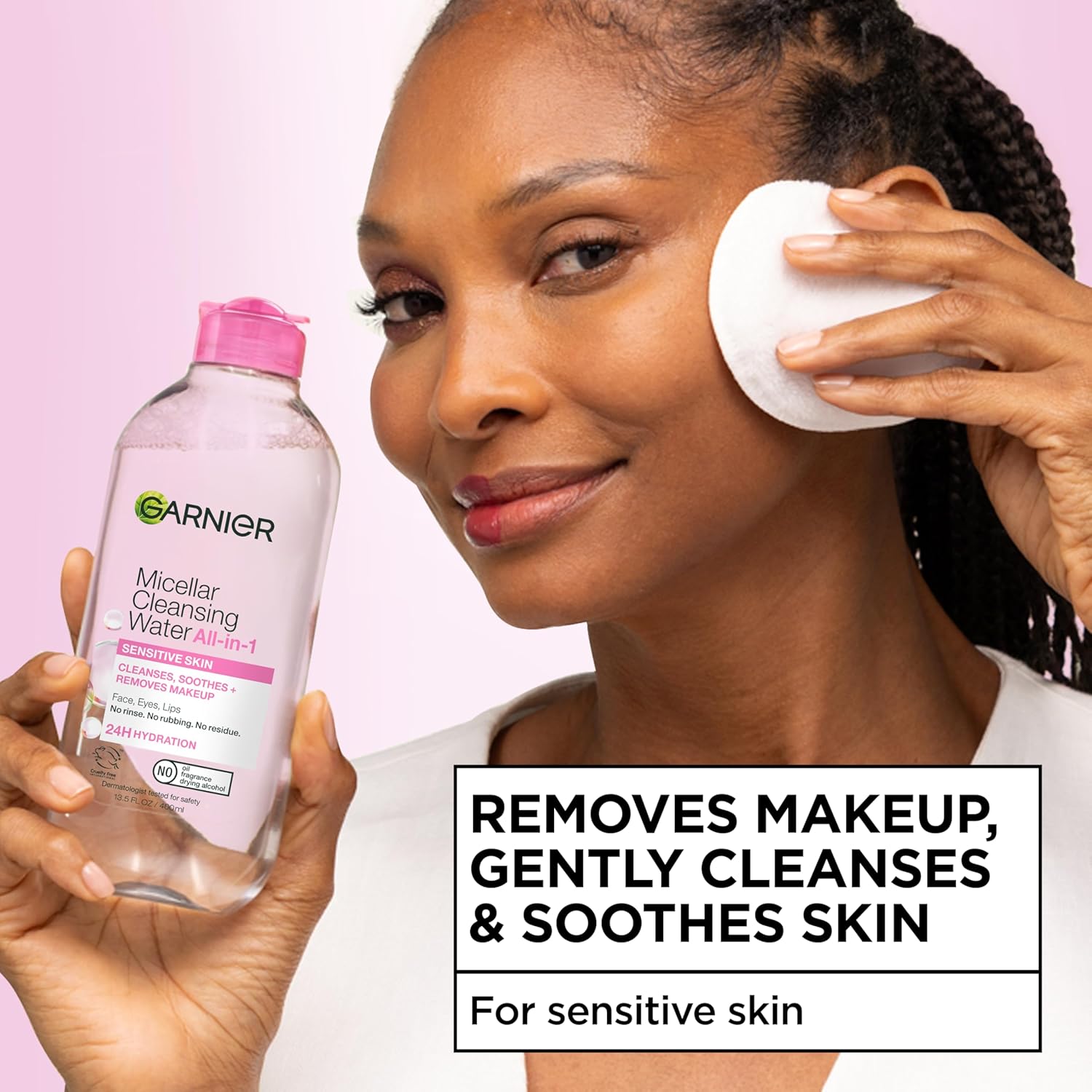 Garnier Micellar Water, Hydrating Facial Cleanser & Makeup Remover, Suitable for Sensitive Skin, Vegan, Cruelty Free, 13.5 Fl Oz (400mL), 2 Count