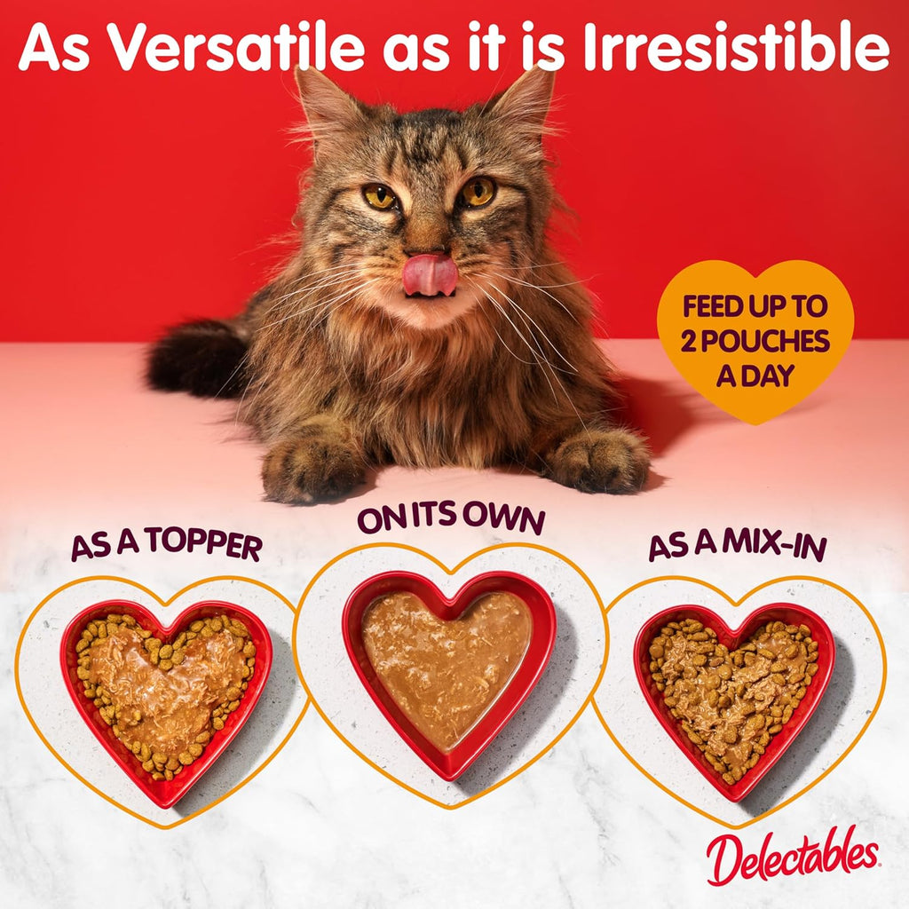 Delectables Lickable Treat Stew Wet Cat Treat Variety Pack, Food Topper, Hydrating, Grain-Free, No Fillers, No By-Products, No Added Preservatives, 1.4oz Pouch, 12ct