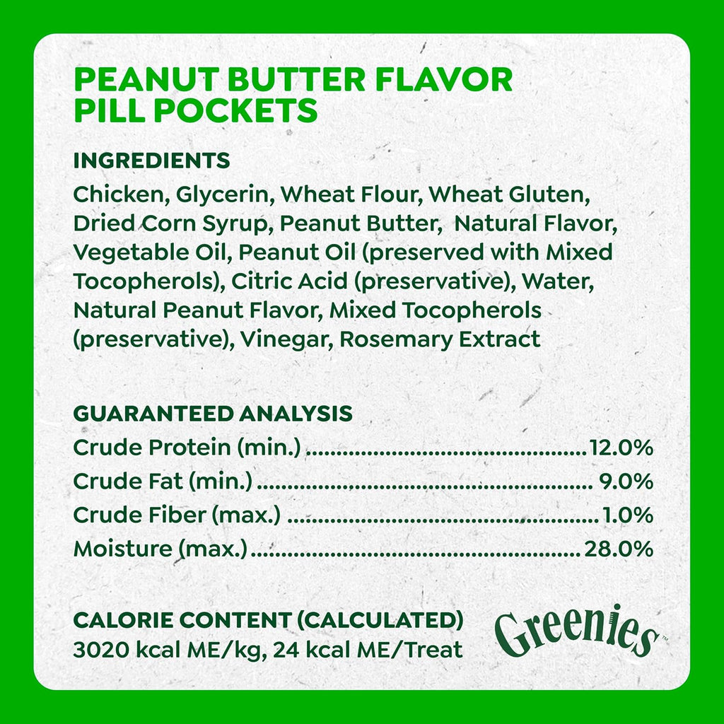 Greenies Pill Pockets for Dogs Large Size, Dog Treat Pouch for Capsule Medication, Peanut Butter Flavor, 15.8 oz. Pouch