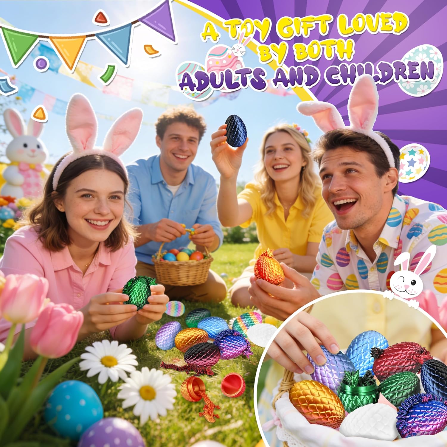 Impossmaker 12pcs 3D Printed Dragon Eggs, Cool Articulated Crystal Dragon Toys for Boys Kids Teen, Surprise Dinosaur Eggs for Party Favors, Fun Goodie Bag Stuffers for Birthdays, Classroom Prizes