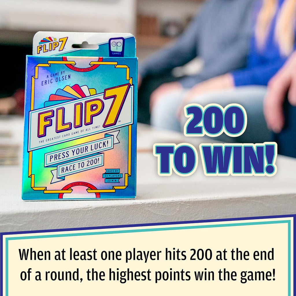 USAOPOLY Flip 7, The Ultimate Blend of Press Your Luck & Strategy, Fast-Paced Addictive Card Game,Quick to Learn & Easy to Teach,Perfect for Game Nights, 3+ Players, Ages 8 & Up, 20 Minutes Play Time