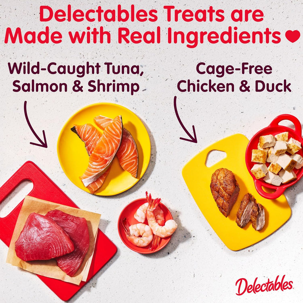 Delectables Squeeze Up Variety Pack, Creamy Squeezable Puree, Lickable Wet Cat Treats, Grain Free, No Added Fillers, No By-Products, No Added Preservatives, 0.5 Ounces Tube, 54 Tubes Total