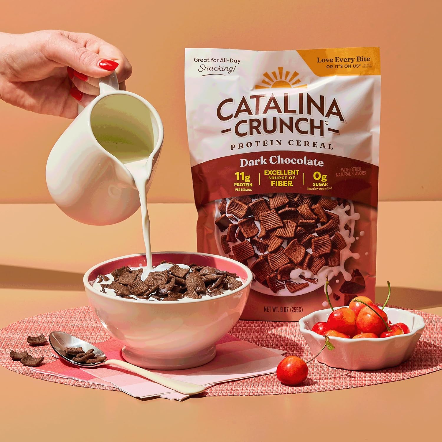 Catalina Crunch Protein Cereal - Sugar Free Breakfast Cereal with 11g of Protein - Gluten Free - Dark Chocolate - 9 oz. Bag (Pack of 1) (Packaging May Vary)