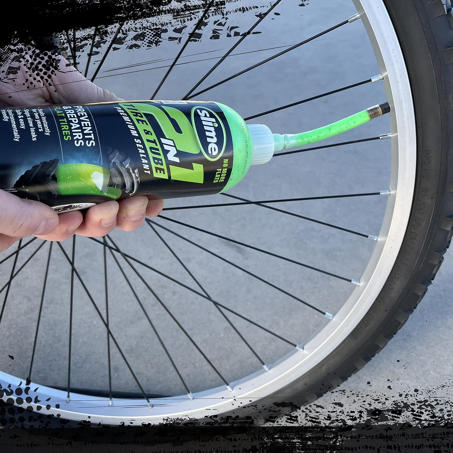 Slime 10193 Tire and Tube Sealant Puncture Repair Sealant, 2-in-1, Premium, Prevent and Repair, Suitable for Non-Highway Tires and Tubes, Non-Toxic, Eco-Friendly, 16oz Bottle
