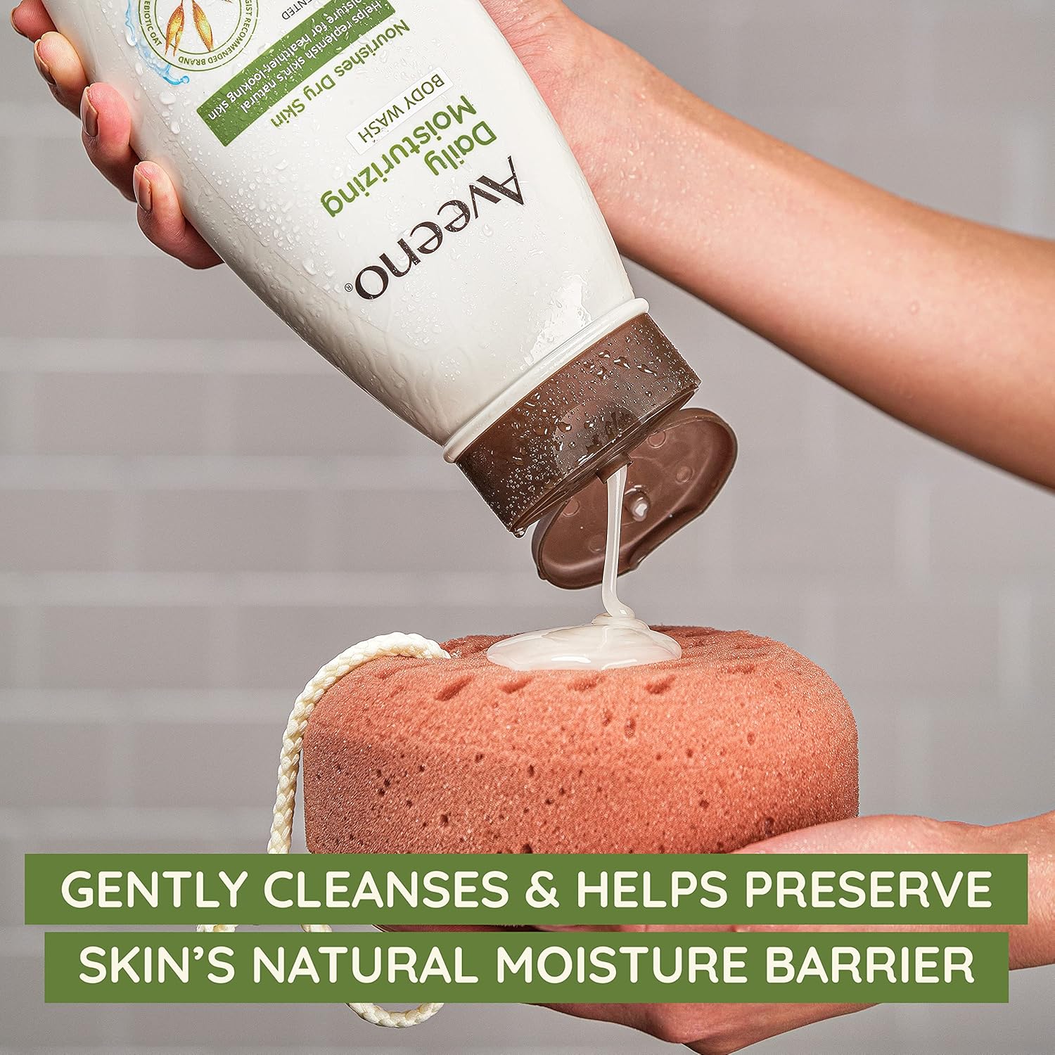 Aveeno Daily Moisturizing Body Wash Cleanser & Shaving Gel for Men & Women, Clean-Rinsing for Softer & Smoother Skin, Gentle & Lightly Scented, 18 fl. Oz, Pack of 2