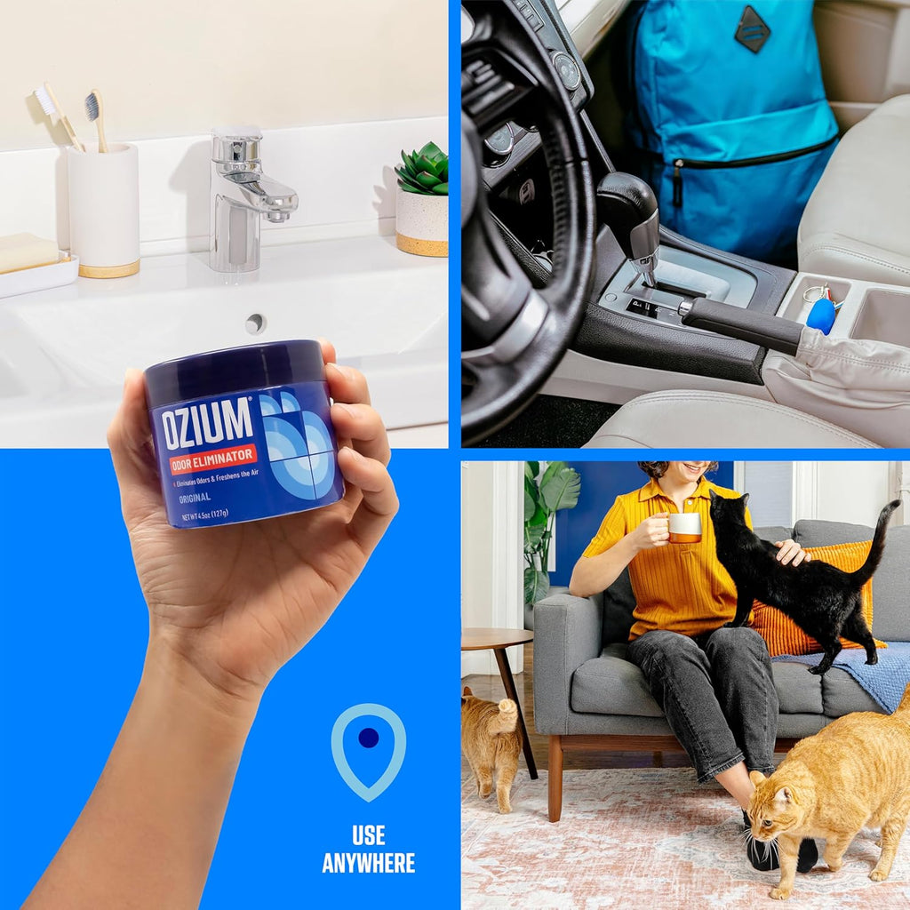 Ozium 4.5 Oz. Odor Eliminating Gel for Homes, Cars, Offices and More, Original, 4 Pack
