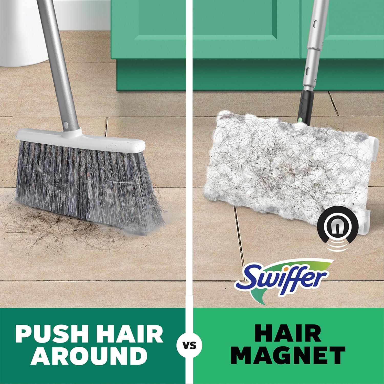 Swiffer Sweep & Mop Deluxe 2-in-1 Multi-Surface Kit for Floor Cleaning, Includes 1 Sweeper Device, 5 Dry Sweeping + 6 Wet Mopping Heavy Duty Cloths, Black