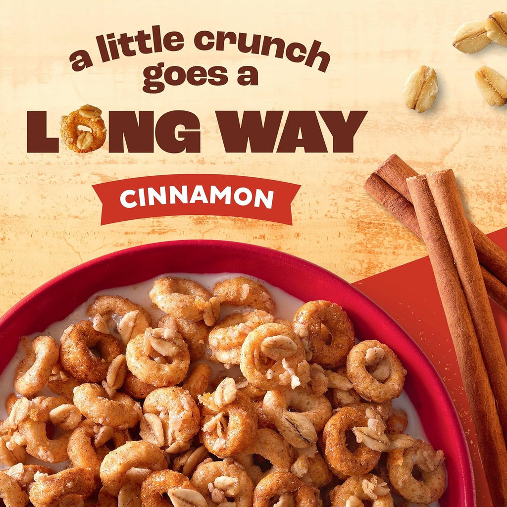 Cheerios Oat Crunch Cinnamon Breakfast Cereal, Made with Whole Grain, Family Size, 24 oz
