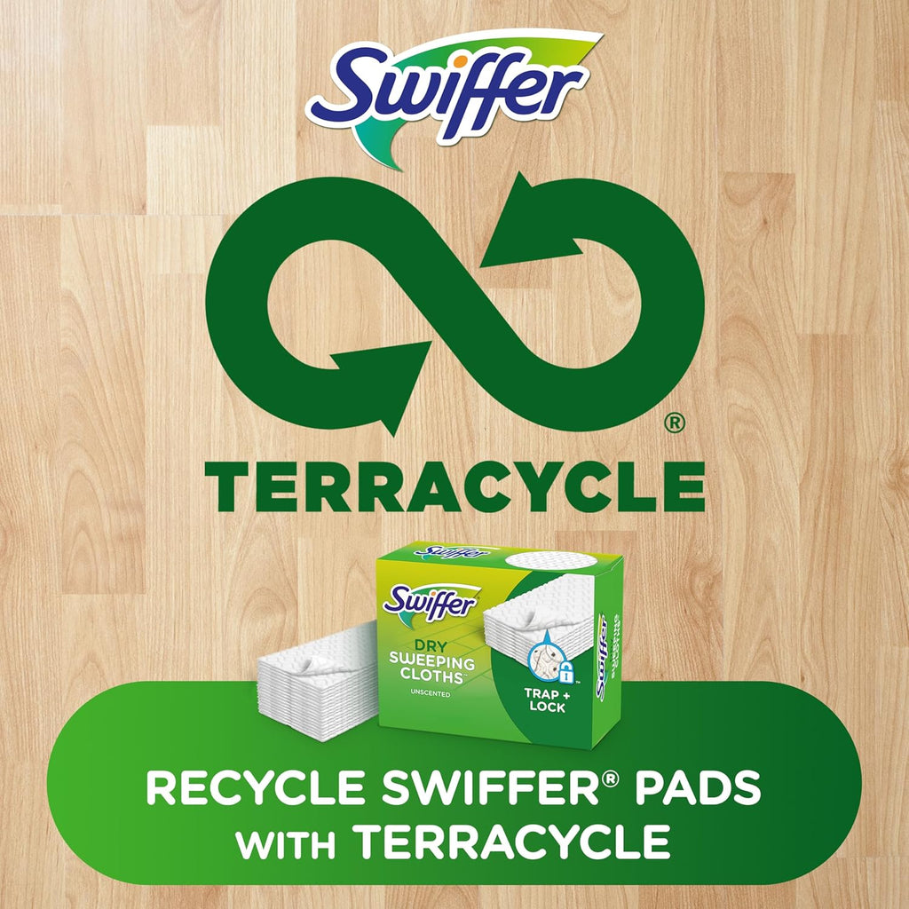 Swiffer Sweep + Mop, Dry Pads Refill, Floor Cleaner for Dirt, Dust, Hair, Cleaning Cloths for Mopping Home, Bathroom, Kitchen, Dust Mop, Floor Duster, Unscented, 52ct