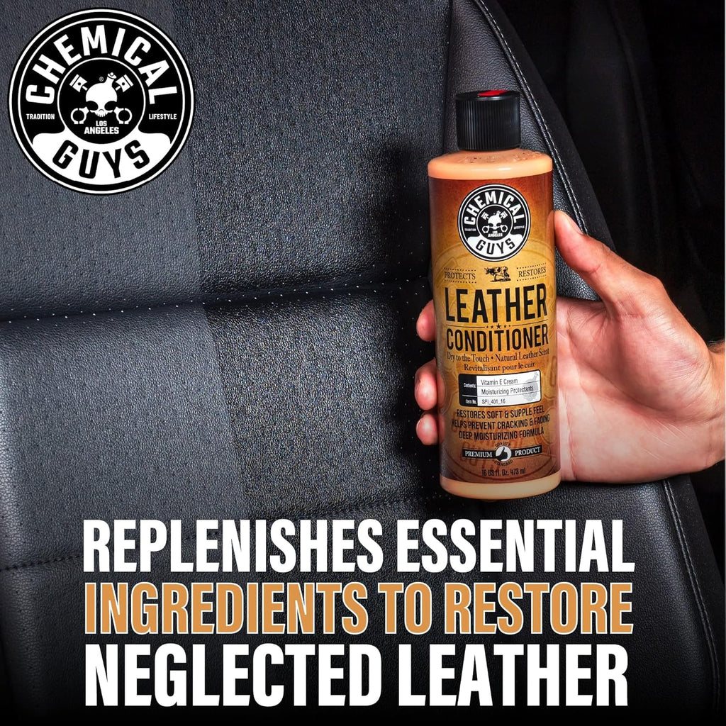 Chemical Guys Leather Cleaner and Conditioner Kit - Car Cleaner and Conditioner, Safely Cleans & Conditions Leather Car Interiors, Furniture, Shoes, Boots, Bags, Apparel & More, 2 Bottles (16 oz Each)
