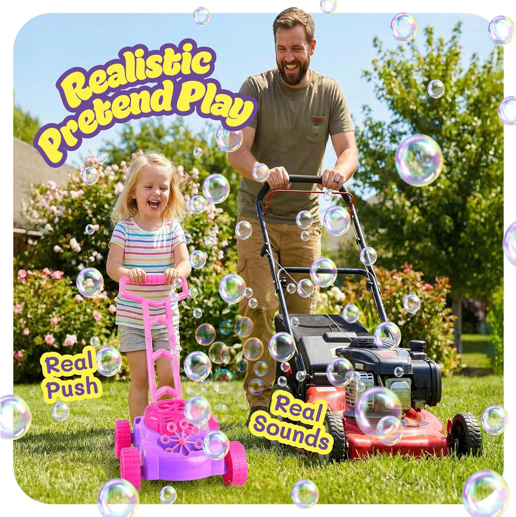 ArtCreativity Bubble Lawn Mower for Toddlers 1-3, Bubble Machine for 1-Year-Old Girl Gifts, Easter Basket Stuffers for Kids, Push Toys for Toddlers Age 1 2 3+ Birthday Easter Gift for Preschool Girls